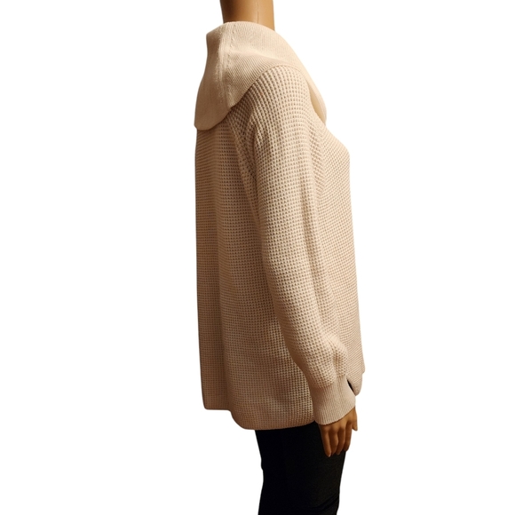 Michael Kors White Cowl Neck Waffle Pattern Pullover Sweater L - Picture 4 of 13
